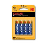 باتری قلمی مکس سوپر آلکالاین کداک (AA)  مدل KODAK MAX SUPER ALKALINE AAبسته ۴ عددی