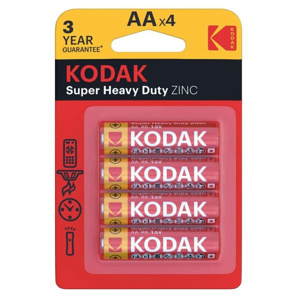 باطری قلمی سوپر هوی دیوتی کداک AA بسته ۴ عددی Kodak Super Heavy Duty AA Battery – 4 Pack