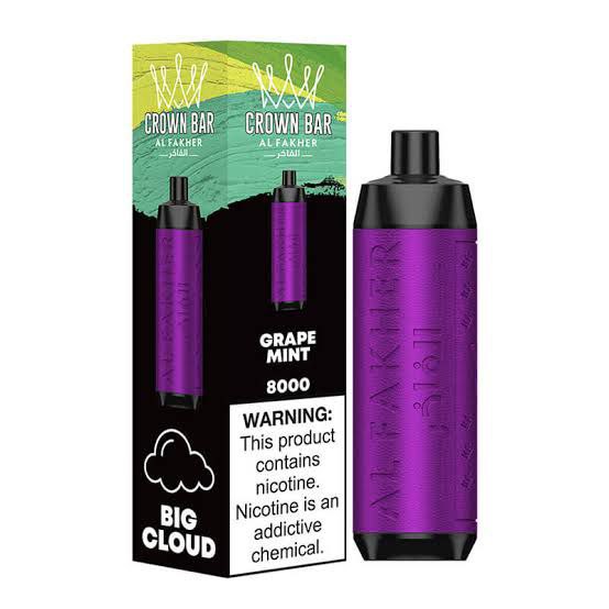  ویپ یکبار مصرف کرون بار الفاخر نعنا انگور ۸۰۰۰ پاف Crown Bar Al Fakher Grape Mint 8000 Puffs Disposable Vape