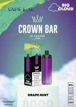  ویپ یکبار مصرف کرون بار الفاخر نعنا انگور ۸۰۰۰ پاف Crown Bar Al Fakher Grape Mint 8000 Puffs Disposable Vape