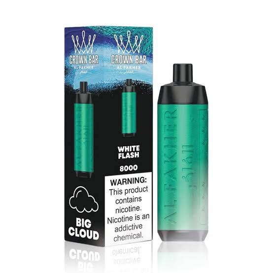 ویپ یکبار مصرف الفاخر وایت فلش ۸۰۰۰ پاف Al Fakher Crown Bar White Flash 8000 Puff