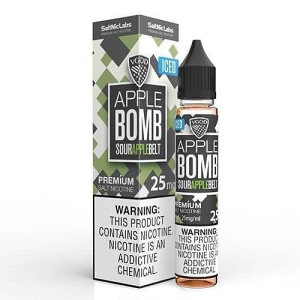 سالت سیب ترش یخ ویگاد 25 میلی گرم  VGOD Apple Bomb sour apple Iced Saltnic 25mg
